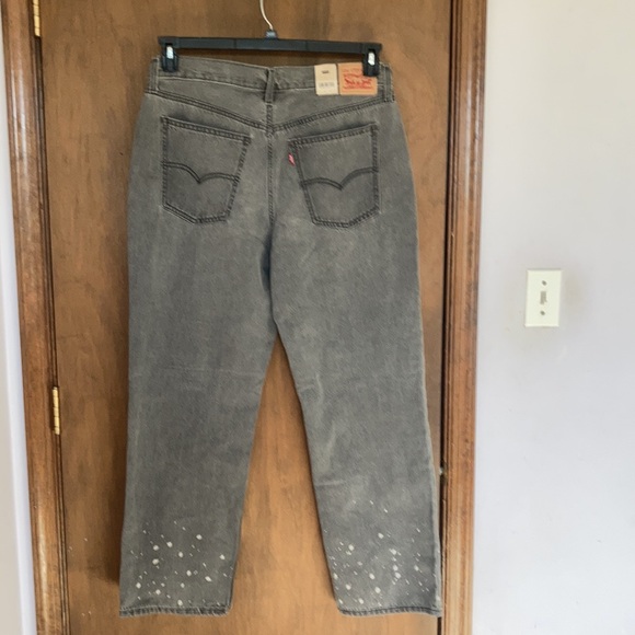 Levi’s low pro gray midrise straight leg jean splatter detail size 32 - Picture 14 of 17